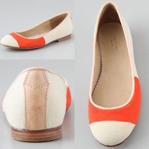 Rag & Bone Ivory & Orange Canvas Ballet Flat